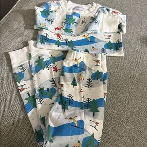 Kids Pajamas with Ski Print - Blue and Green
